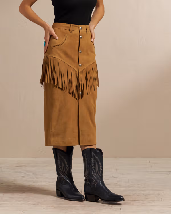 Women's Goat Suede Fringe Skirt