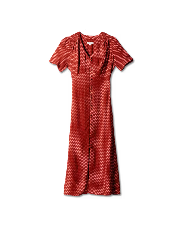 Women's Short Sleeve Button Front Midi Dress