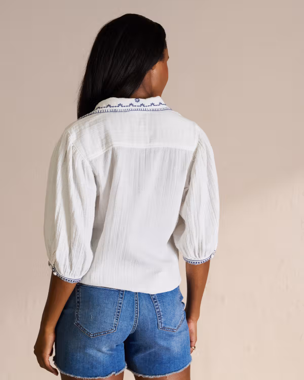 Women's Embroidered Double Gauze Top