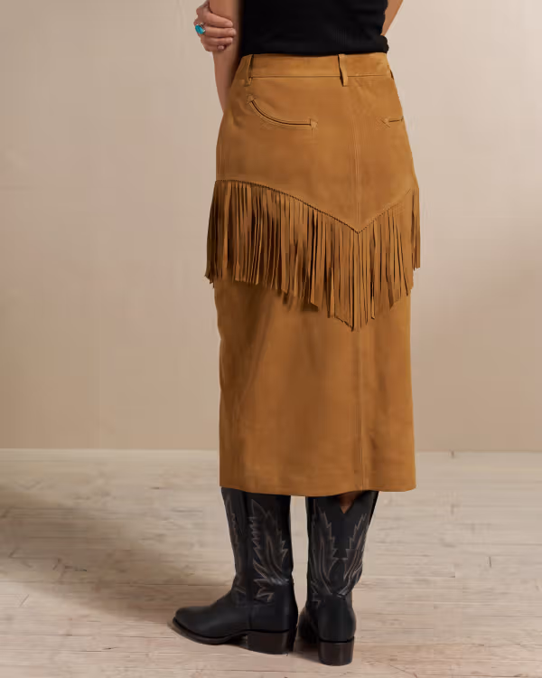 Women's Goat Suede Fringe Skirt