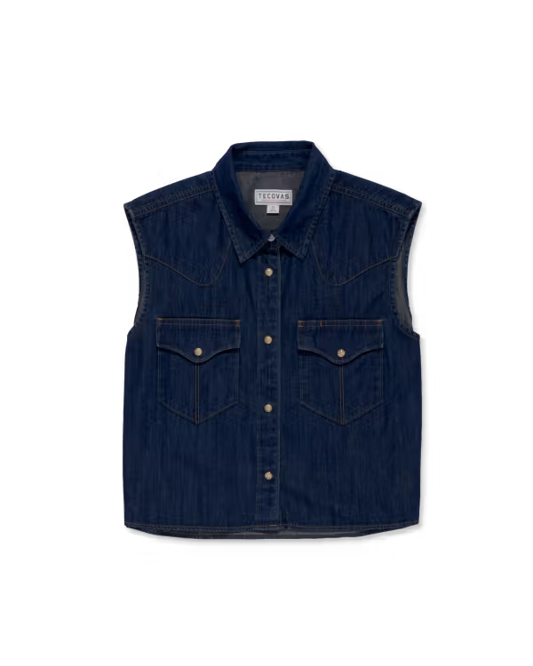 Women's Denim Pearl Snap Cutoff