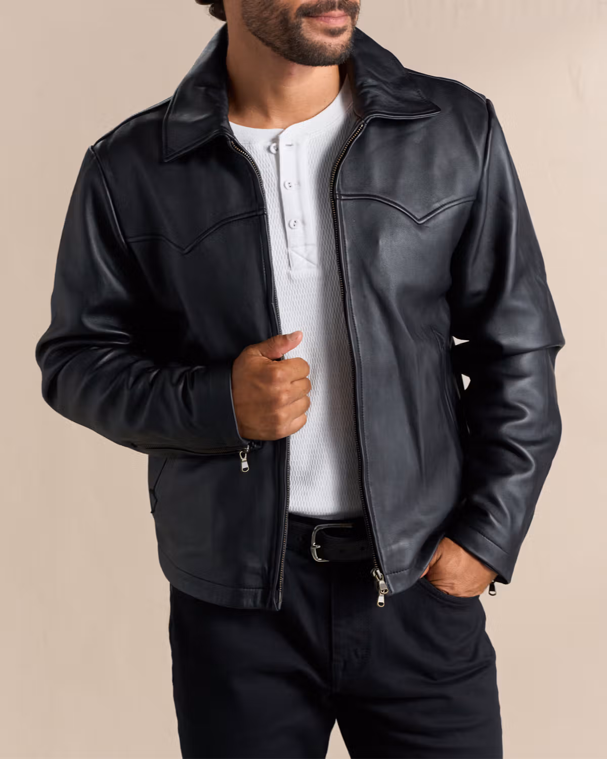 Men's Western Leather Moto Jacket