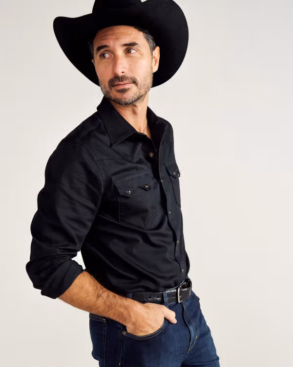 Men's Vintage Weight Sawtooth Cotton Pearl Snap