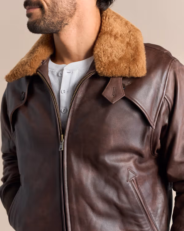 Men's Western Leather Bomber Jacket