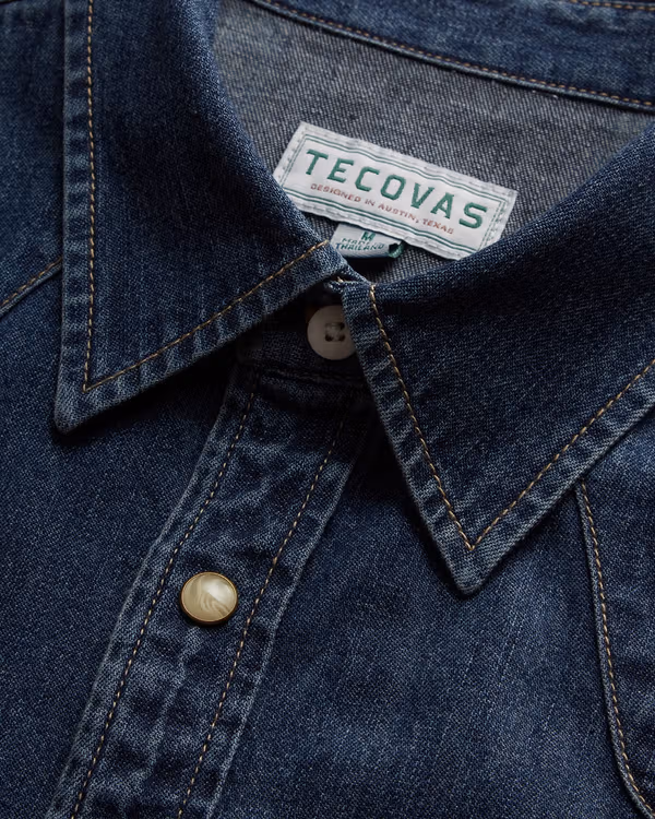 Men's Denim Short Sleeve Pearl Snap