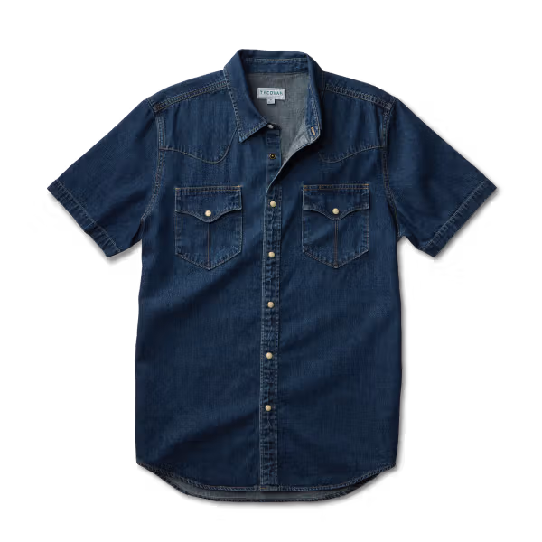 Men's Denim Short Sleeve Pearl Snap