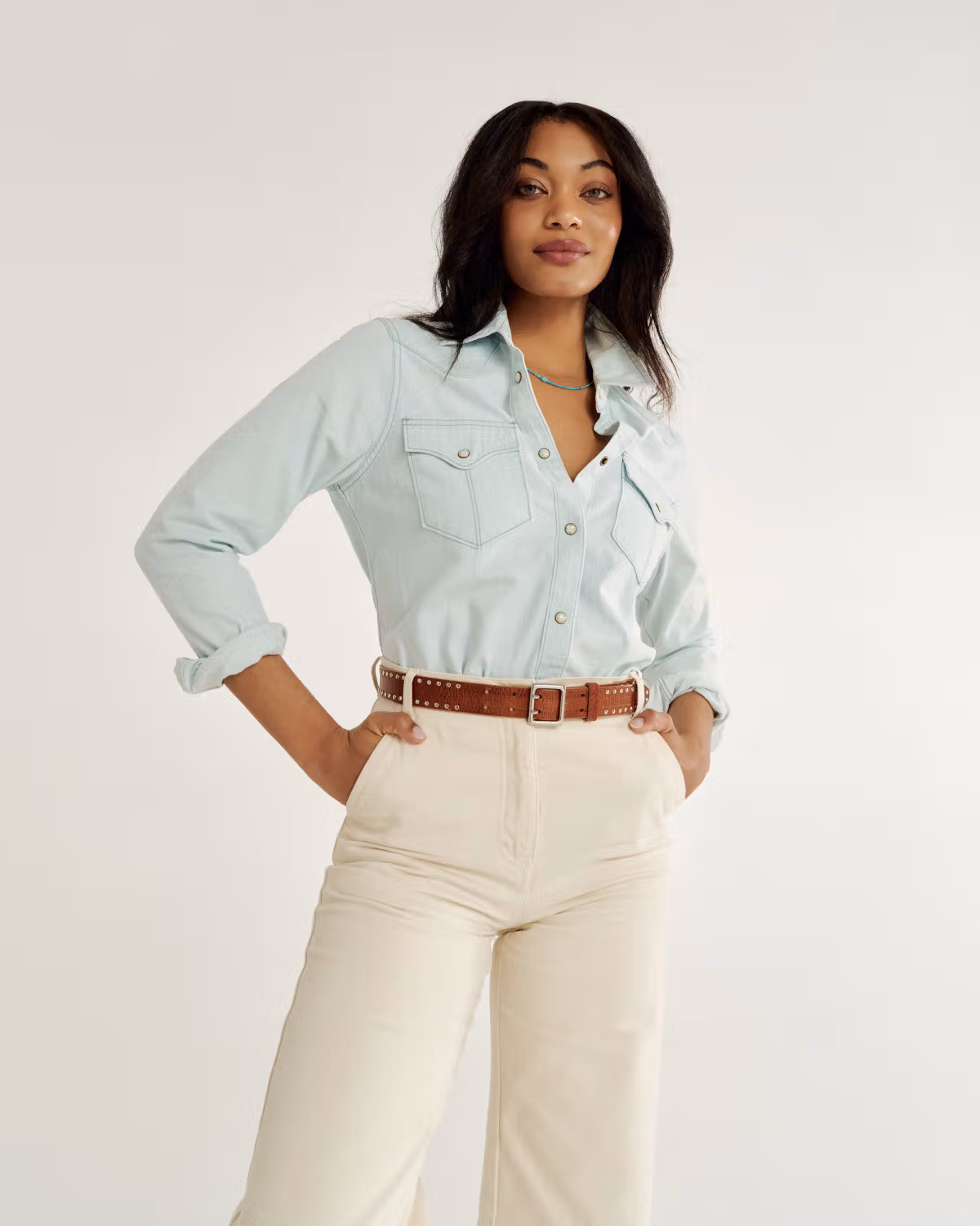 Women's Denim Pearl Snap