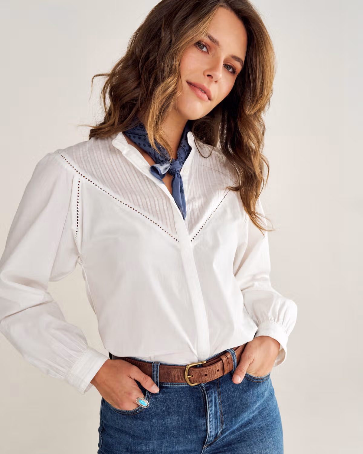 Women's Lace Peasant Top