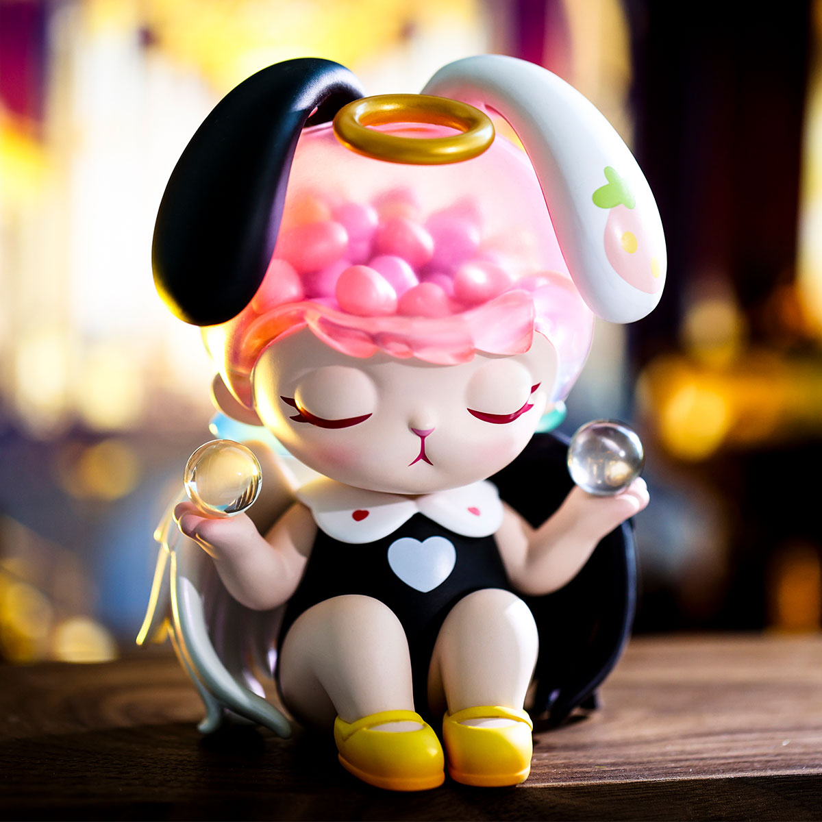 BUNNY Black&White Angel Figurine