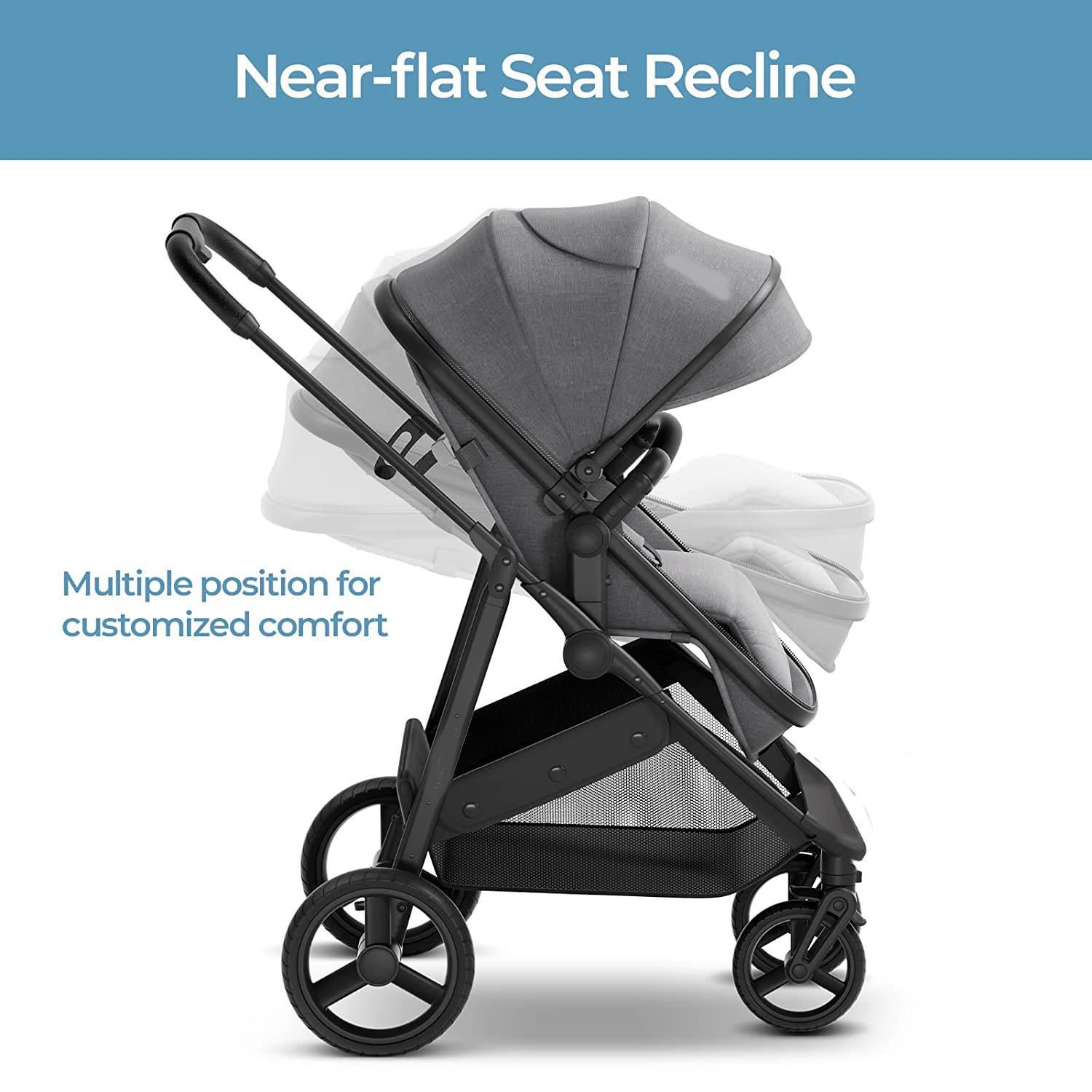 Convertible Baby Stroller with Bassinet Mode - Foldable Infant Stroller to Explore More as a Family - Toddler Stroller with Reversible Stroller Seat