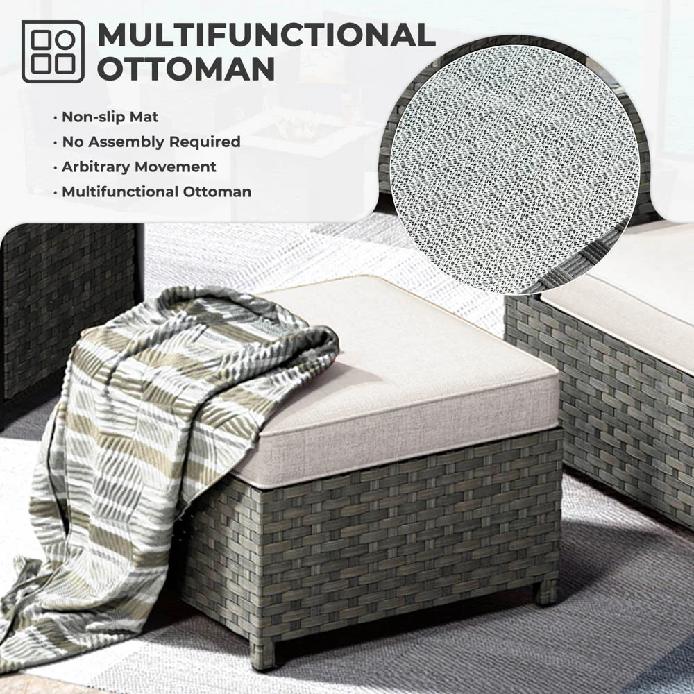 Ovios New Rimaru Series Patio Furniture Set 15-Piece include Swivel Chairs and 42