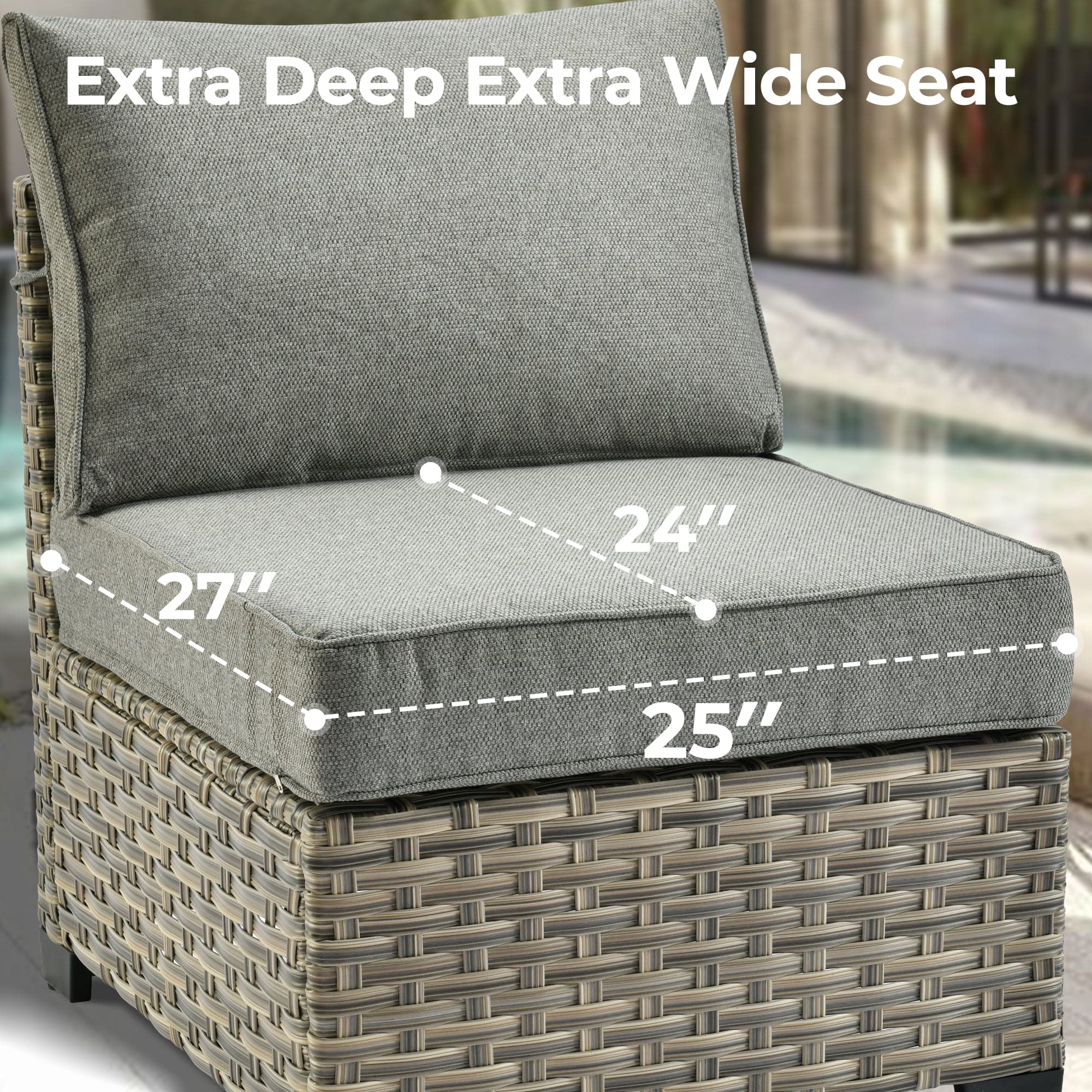 TBS Series - Sectional Patio Furniture Set 8-Piece, Included Swivel Chair