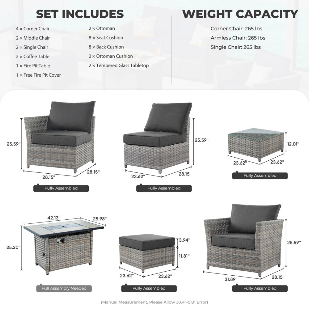 Ovios New Rimaru Series Patio Furniture Set 13-Piece include 42