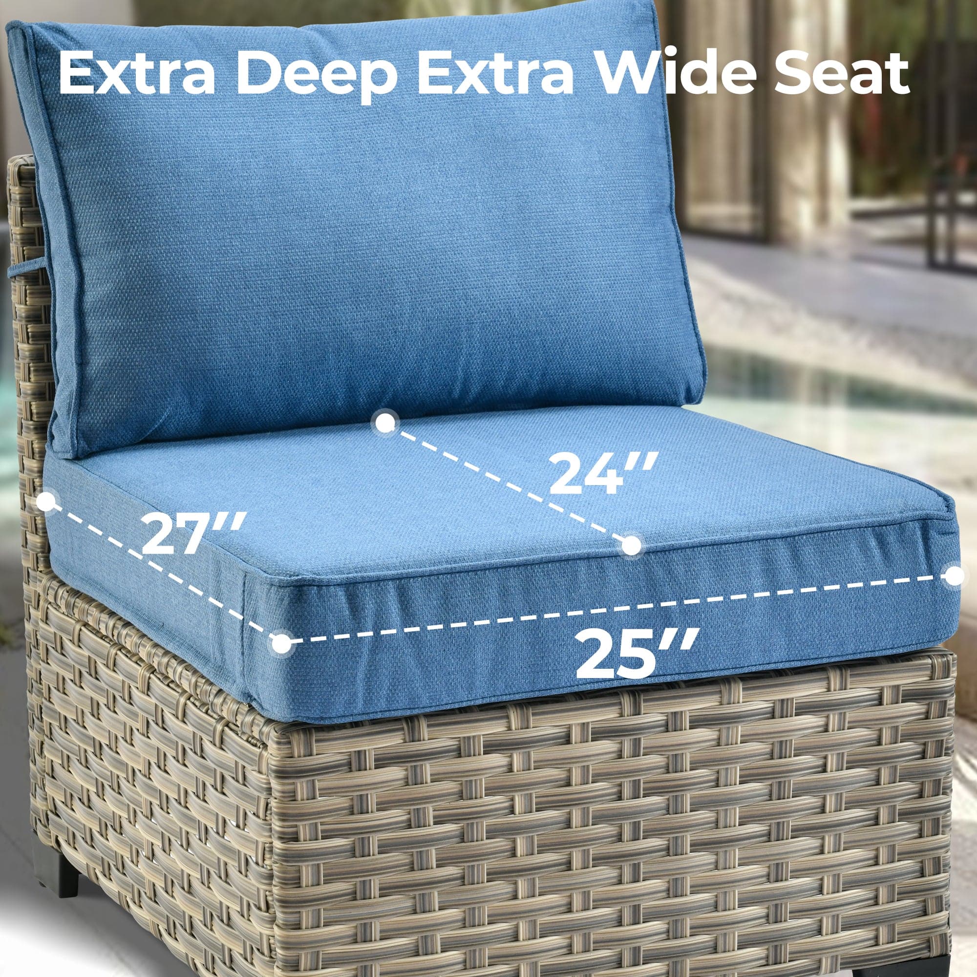 TBS Series - Sectional Patio Furniture Set 8-Piece, Included Swivel Chair
