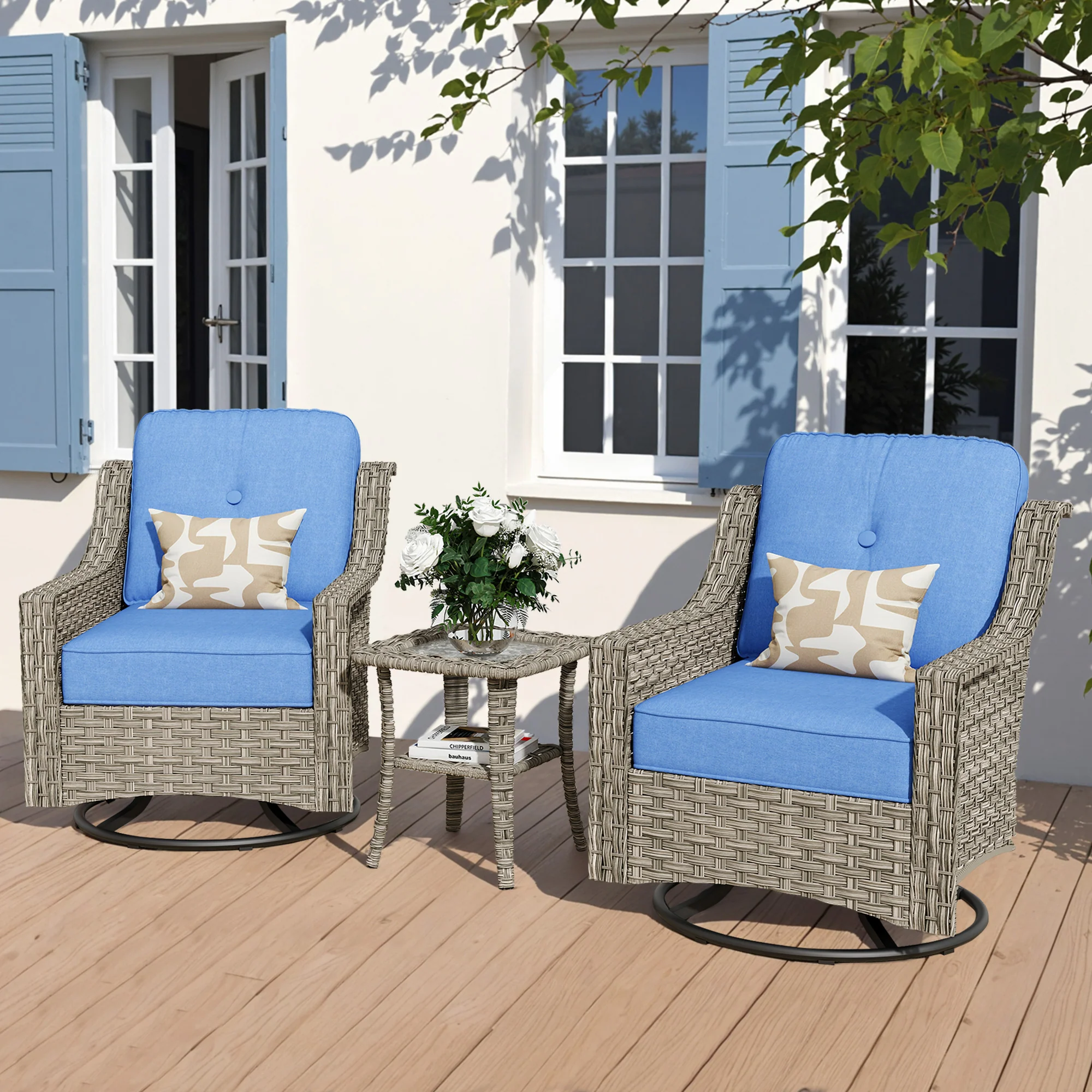 Ovios Conversation Set 3-Piece PAD Series,Swivel Chair