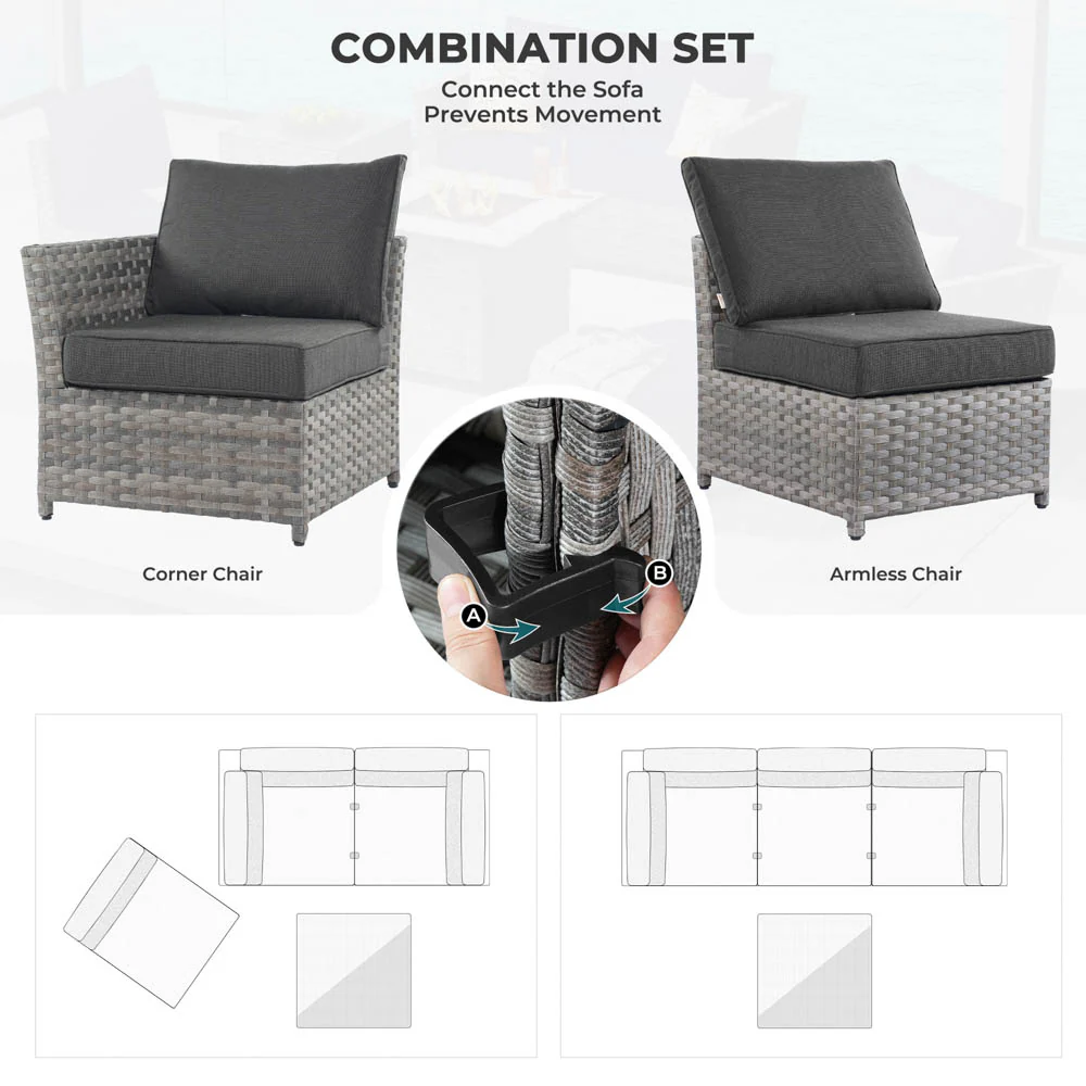 Ovios New Rimaru Series Patio Furniture Set  7-Piece include Swivel Chairs Set Partially Assembled