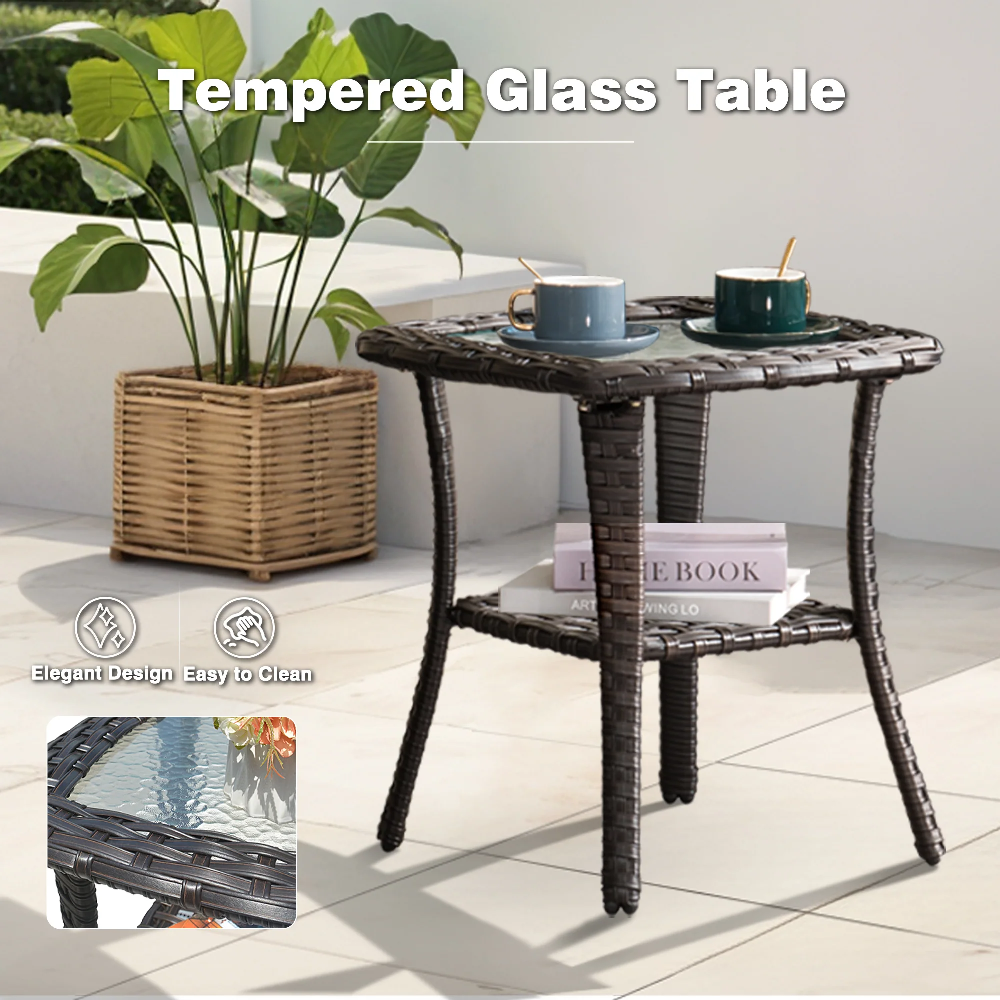 Ovios Outdoor Furniture 9-Piece with 30'' Fire Pit Table and Kenard 2 Rocking Chairs
