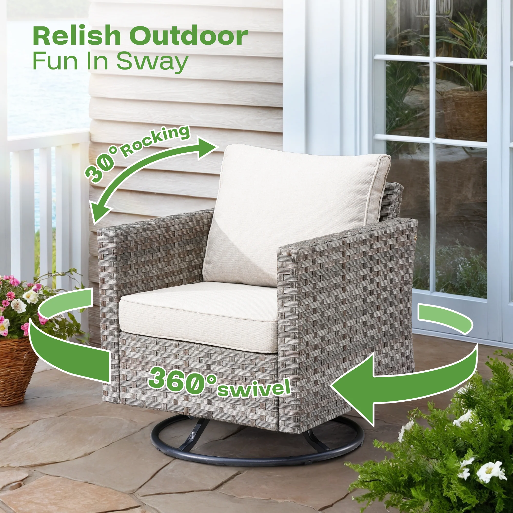 Ovios Rocking Chair Outdoor Table and Chairs matching BBR broad handrails series