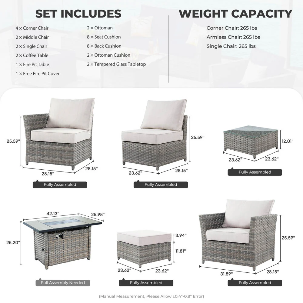 Ovios New Rimaru Series Patio Furniture Set 13-Piece include 42