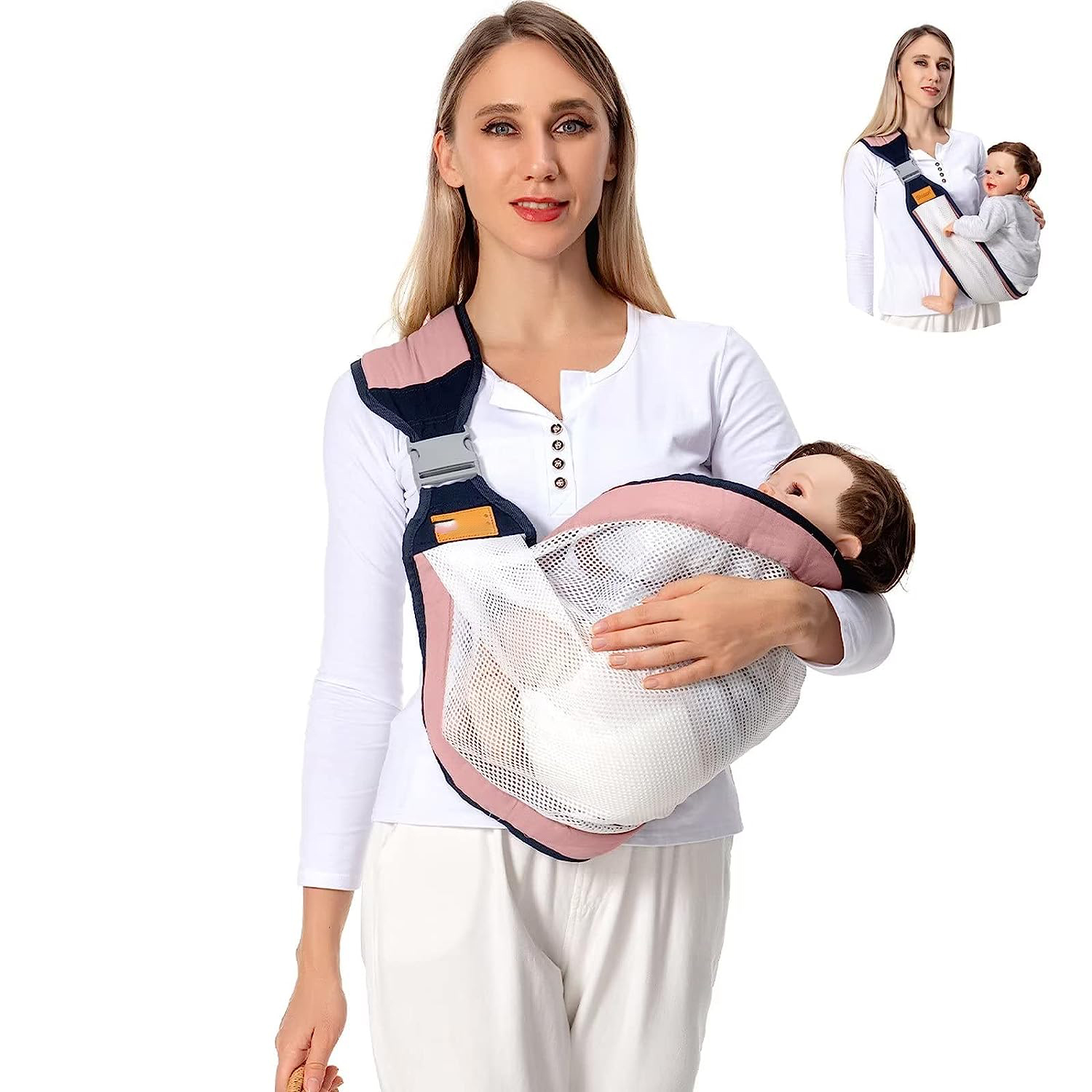 Baby Sling Carrier Newborn to Toddler, Lightweight Baby Carrier Sling, Baby Wrap Sling, Baby Hip Seat Carrier for Toddler Sling, Baby Holder Carrier, Nursing Sling, Carrying 7-45 lbs, Grey
