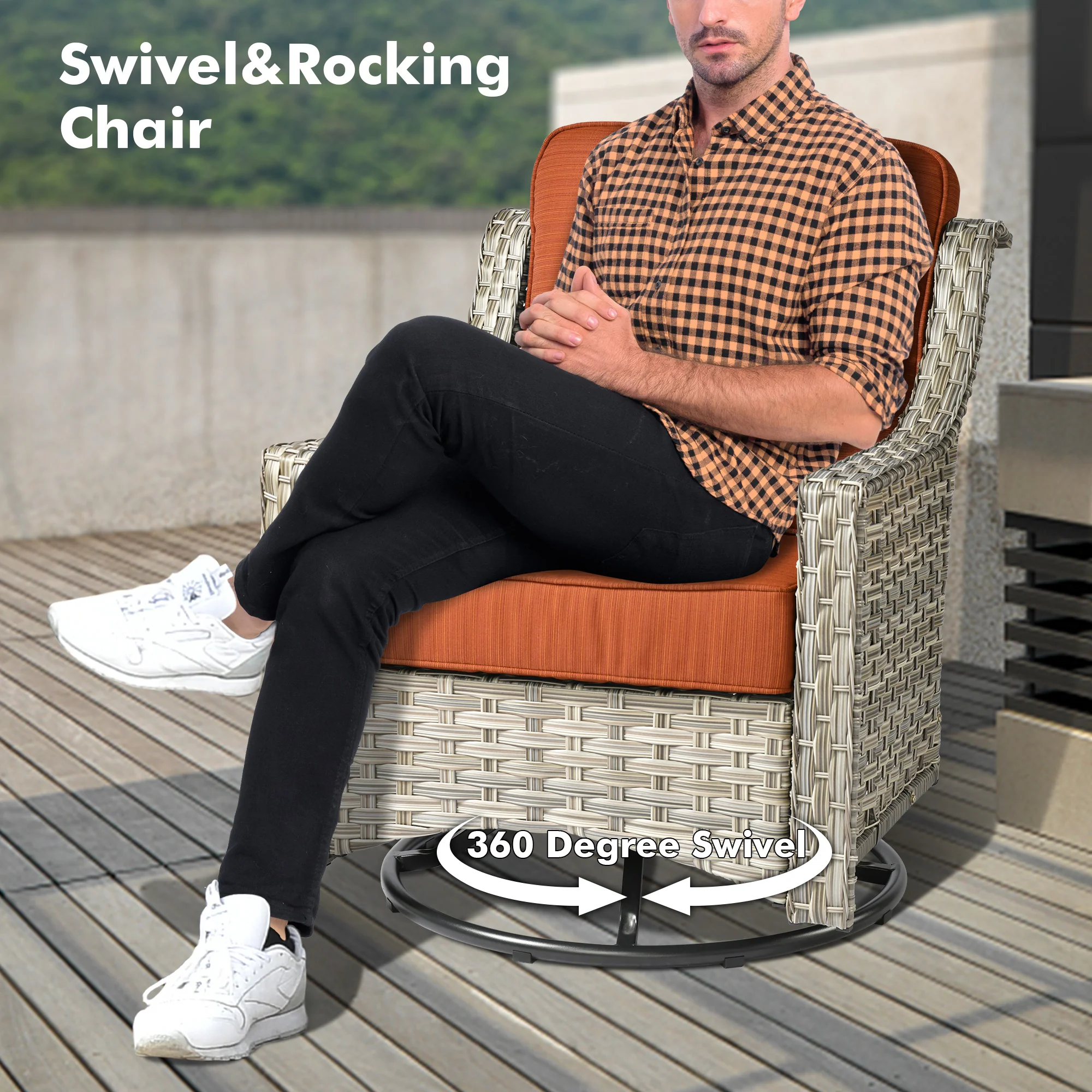 Ovios Conversation Set 5-Piece, PAD Series,Included Swivel Chair