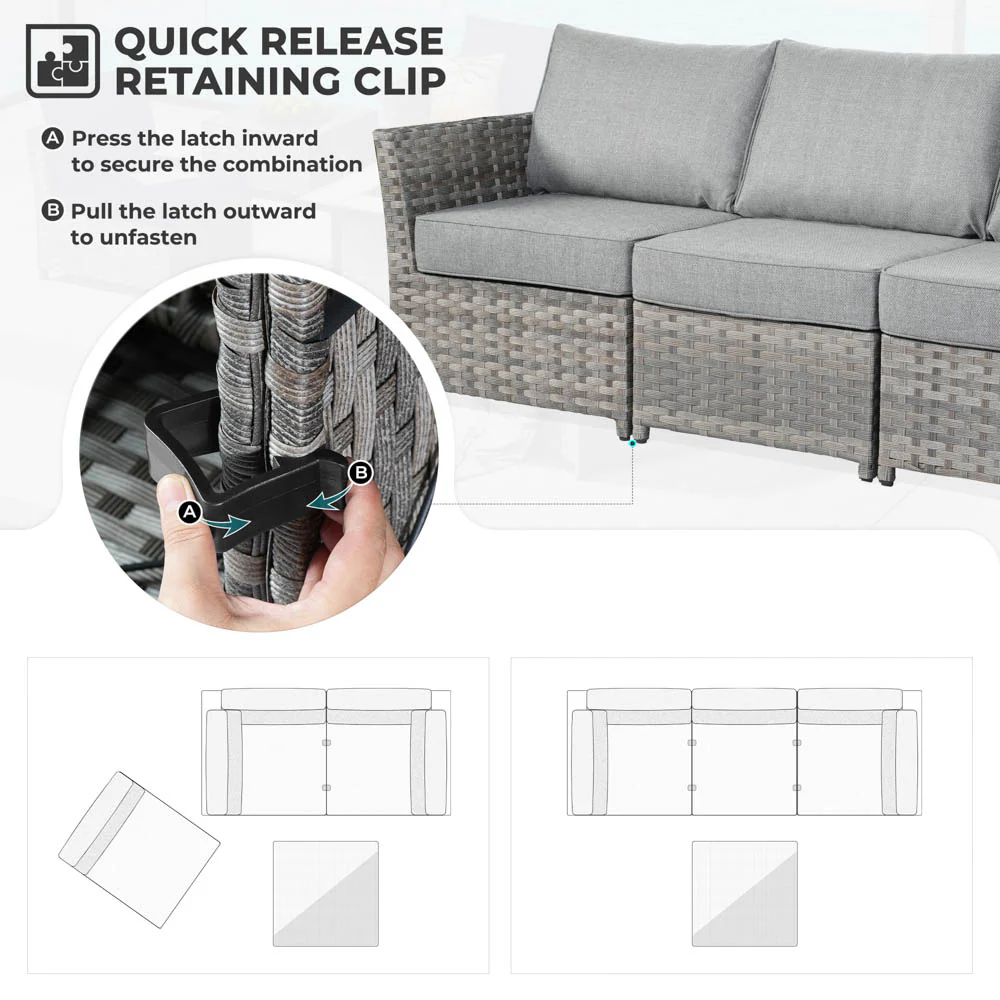 Ovios New Rimaru Series Patio Furniture Set 15-Piece include Swivel Chairs and 42