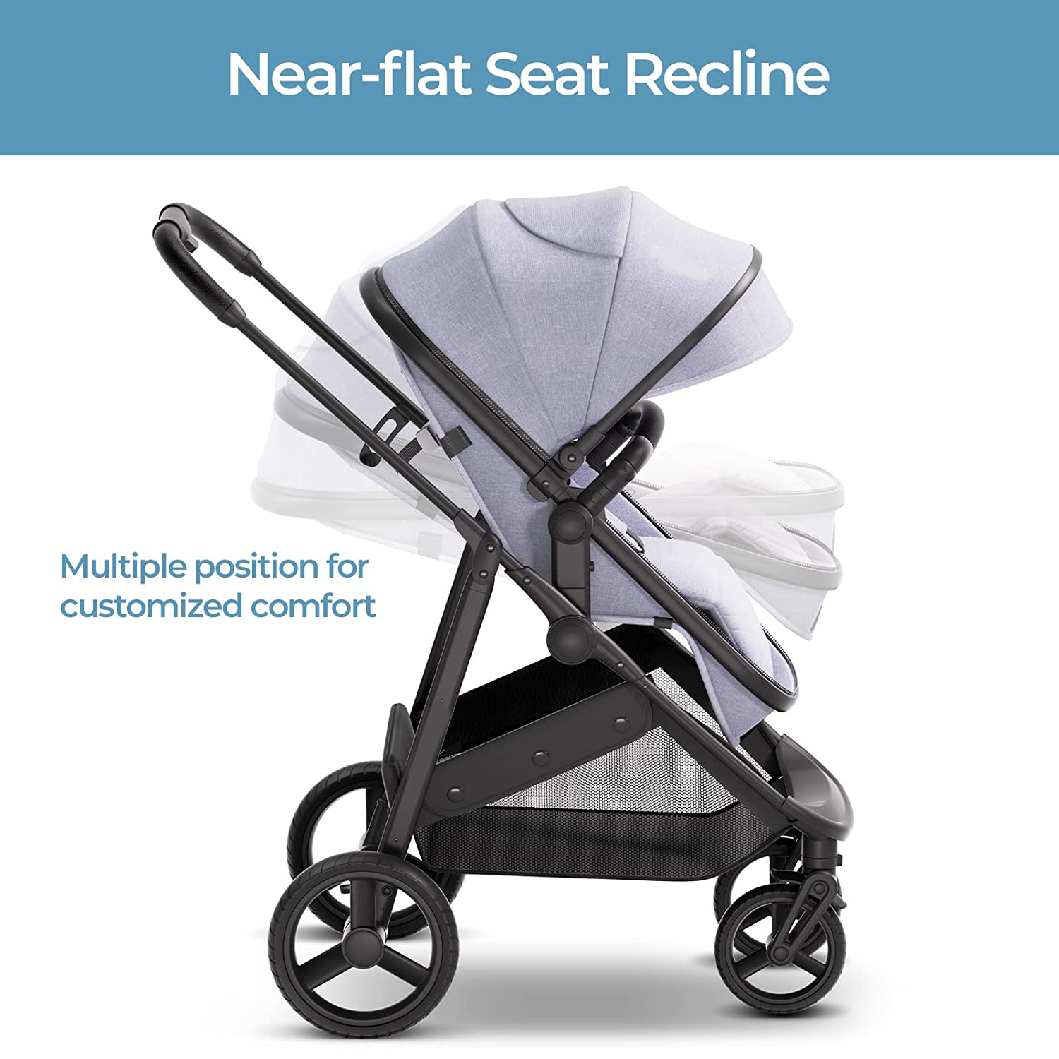 Convertible Baby Stroller with Bassinet Mode - Foldable Infant Stroller to Explore More as a Family - Toddler Stroller with Reversible Stroller Seat