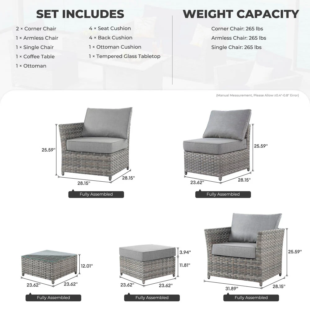 Ovios Patio Furniture Set New Rimaru 6-Piece, Fully Assembled