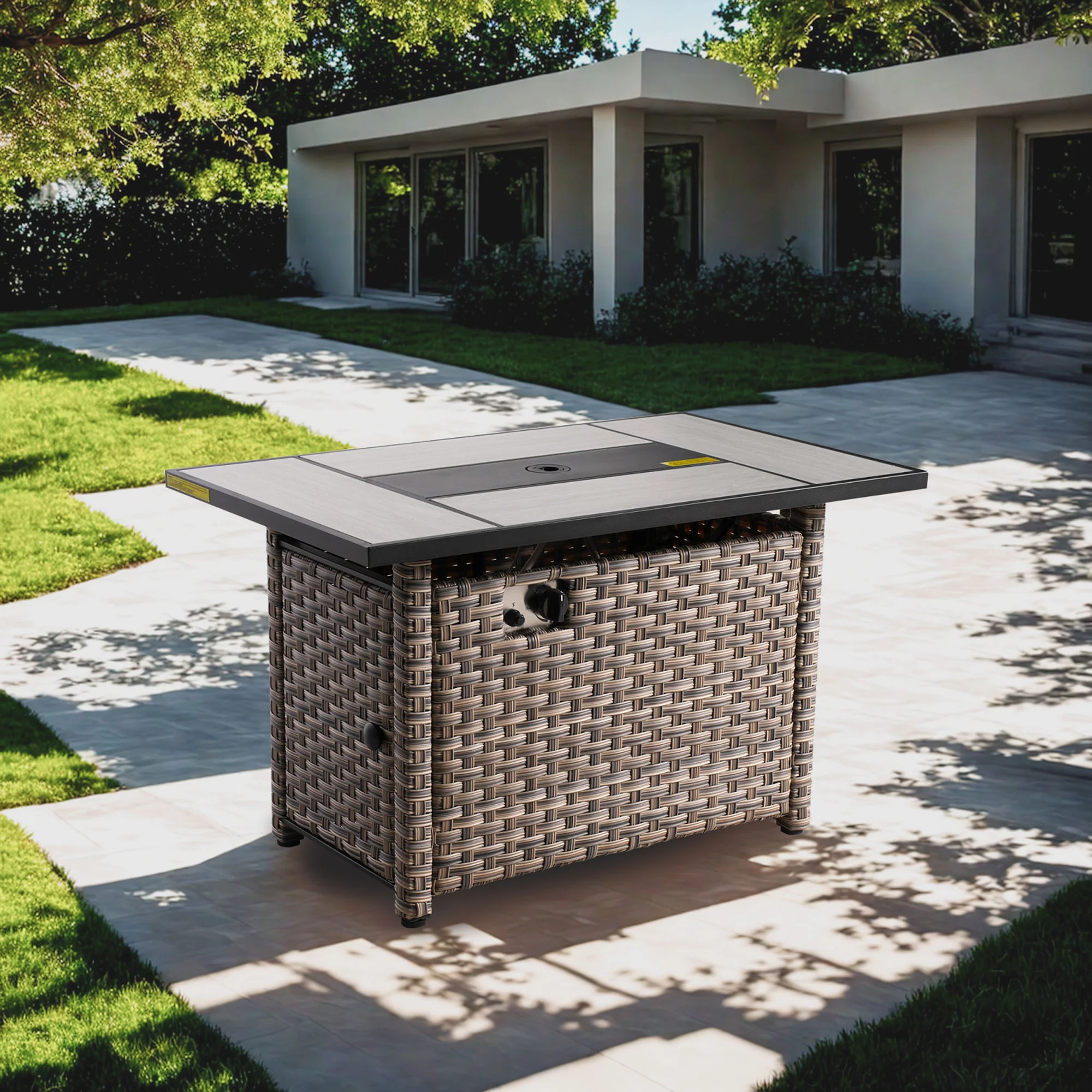 Ovios 42'' Rectangle Propane Fire Pit Table for PAD/SKT/TBS Series
