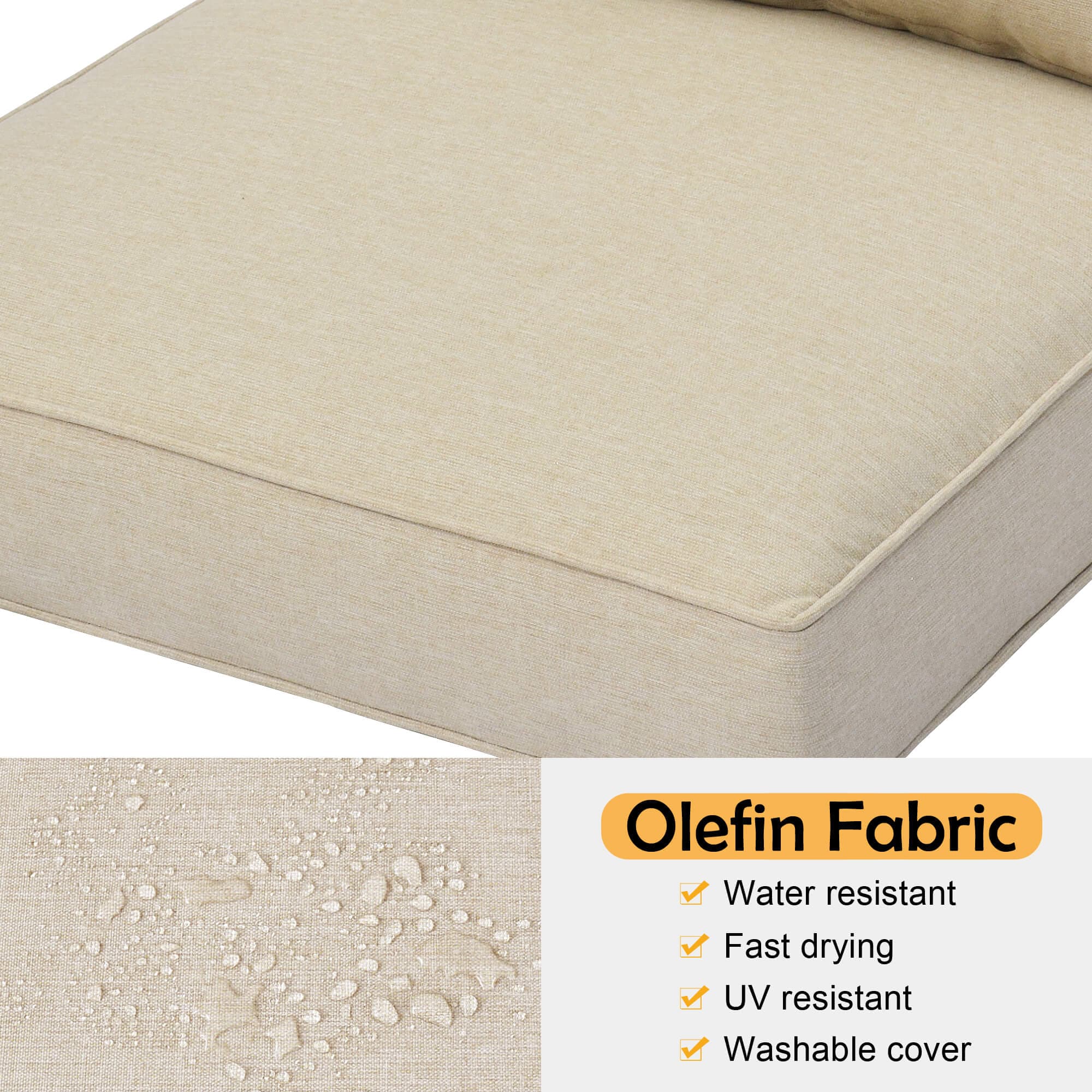 Ovios Replacement Seat Back Cushions Set with Olefin Fabric and Zipper, 24'' x 24'', Not Suitable for Ovios Patio Furniture