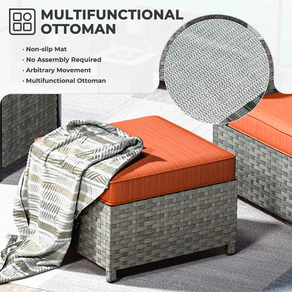 Ovios New Rimaru Series Patio Furniture Set 15-Piece include Swivel Chairs and 42