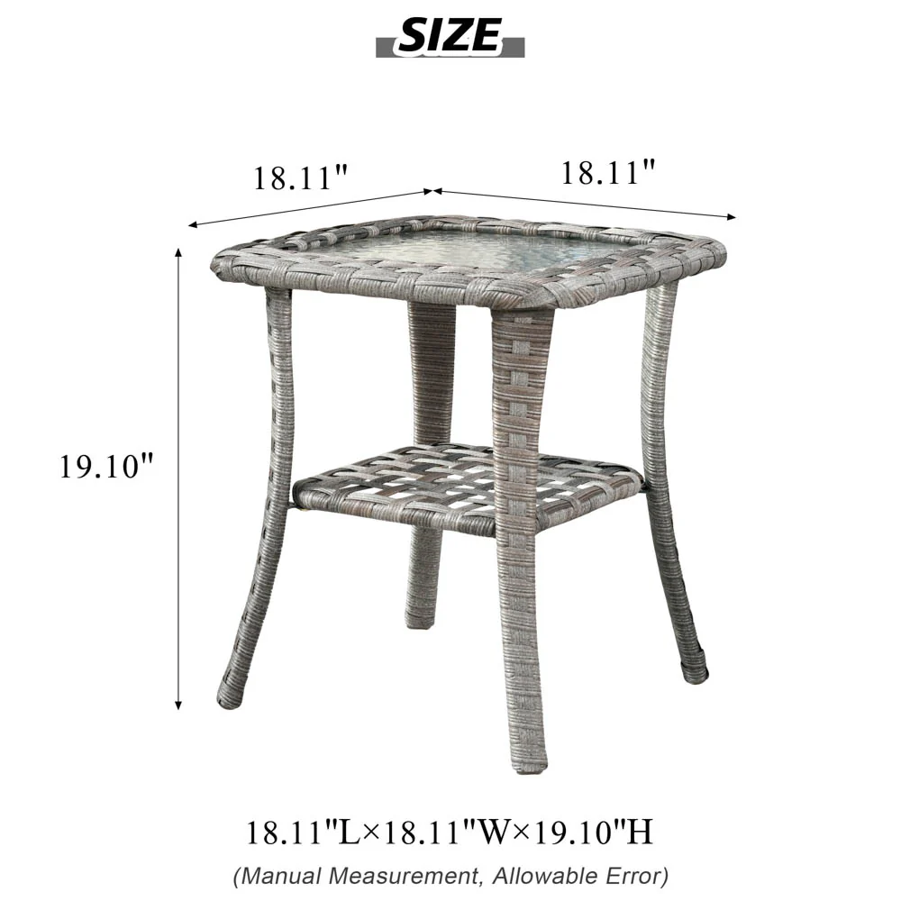 Ovios Balcony Side Table with Tempered Glass Top for BBR/BRS Series