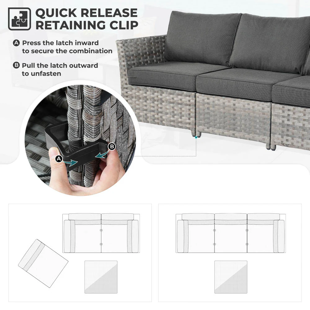 Ovios New Rimaru Series Patio Furniture Set 10-Piece include 42