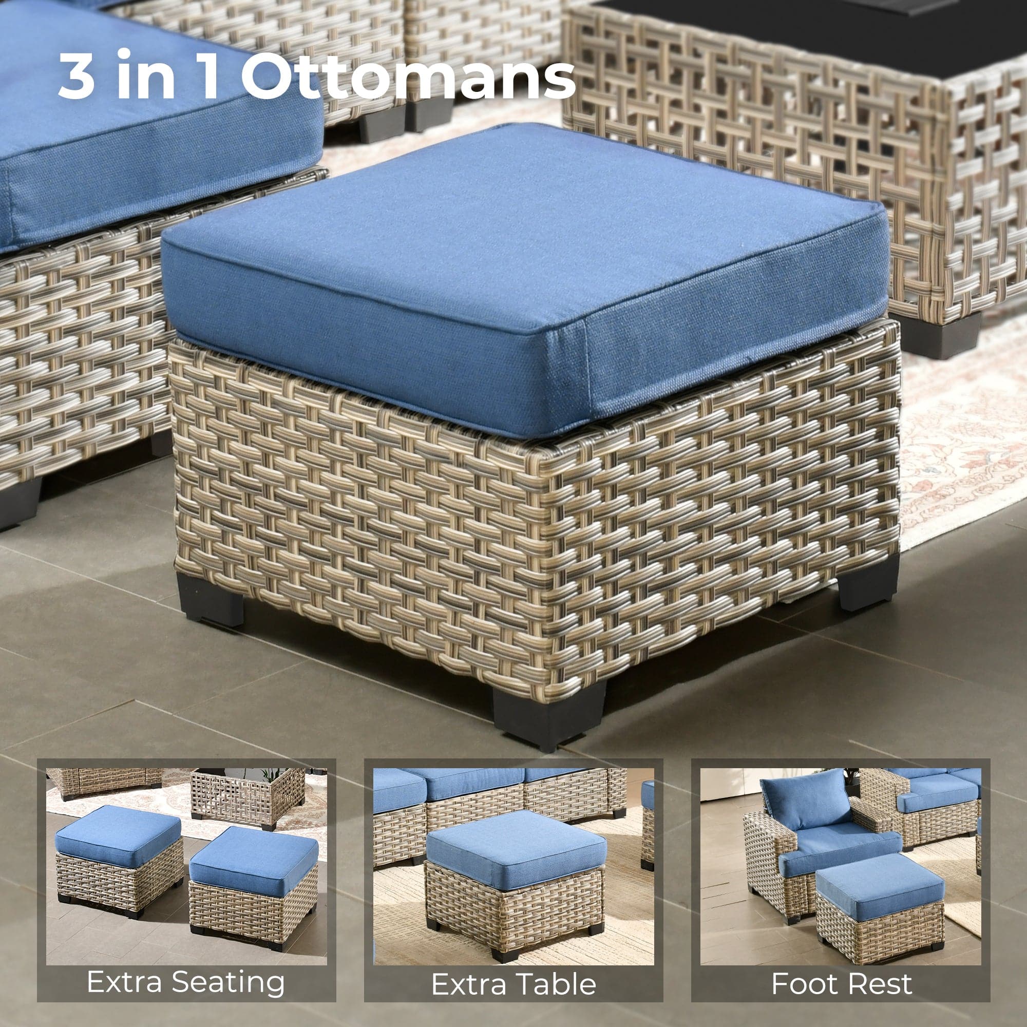 TBS Series - Sectional Patio Furniture Set 8-Piece, Included Swivel Chair