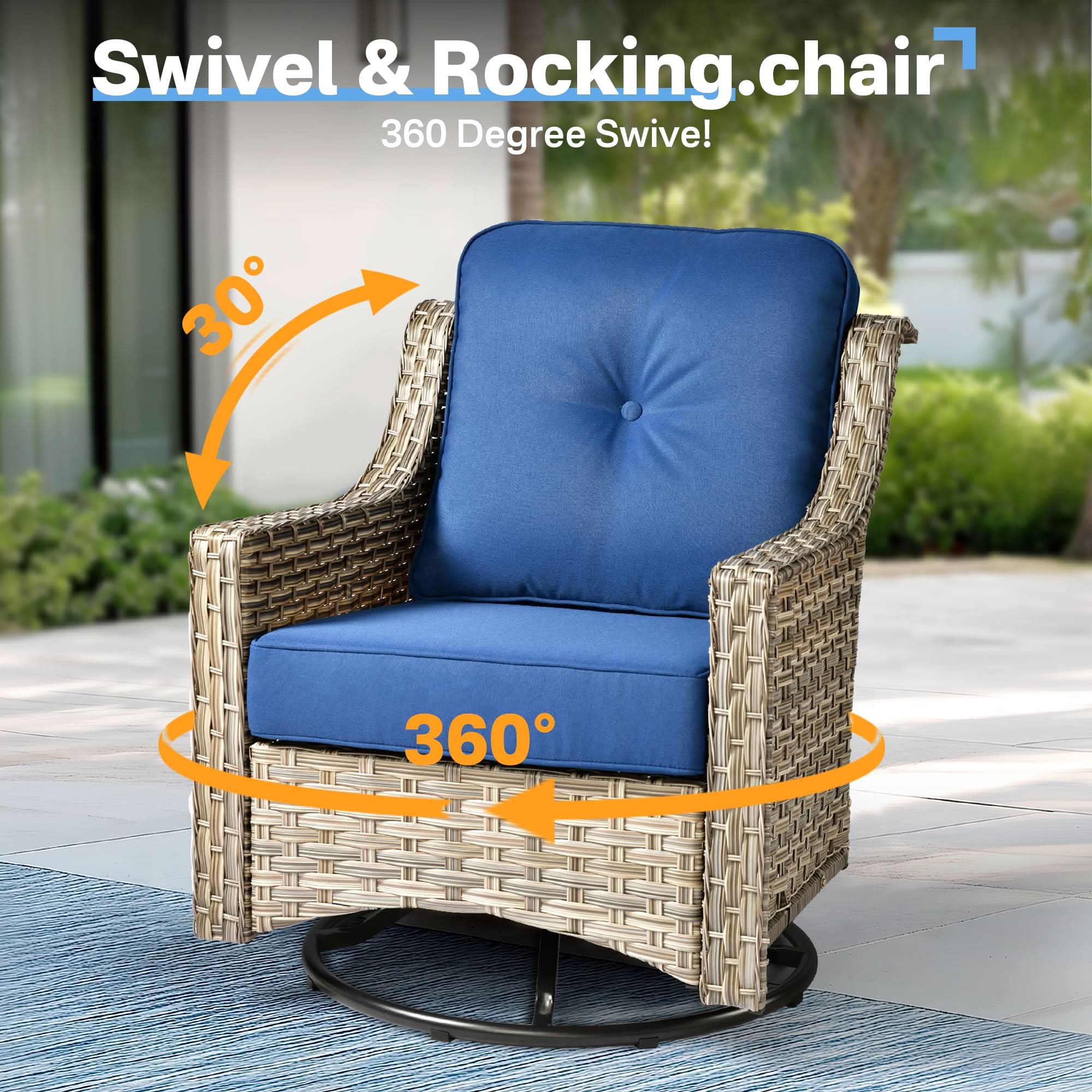 Ovios Conversation Set 3-Piece PAD Series,Swivel Chair
