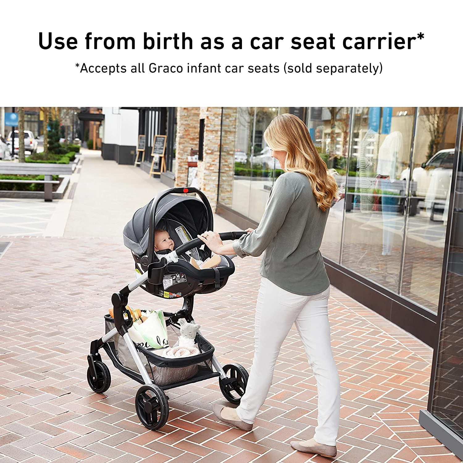 Modes Pramette Stroller, Baby Stroller with True Pram Mode, Reversible Seat, One Hand Fold, Extra Storage, Child Tray, Pierce