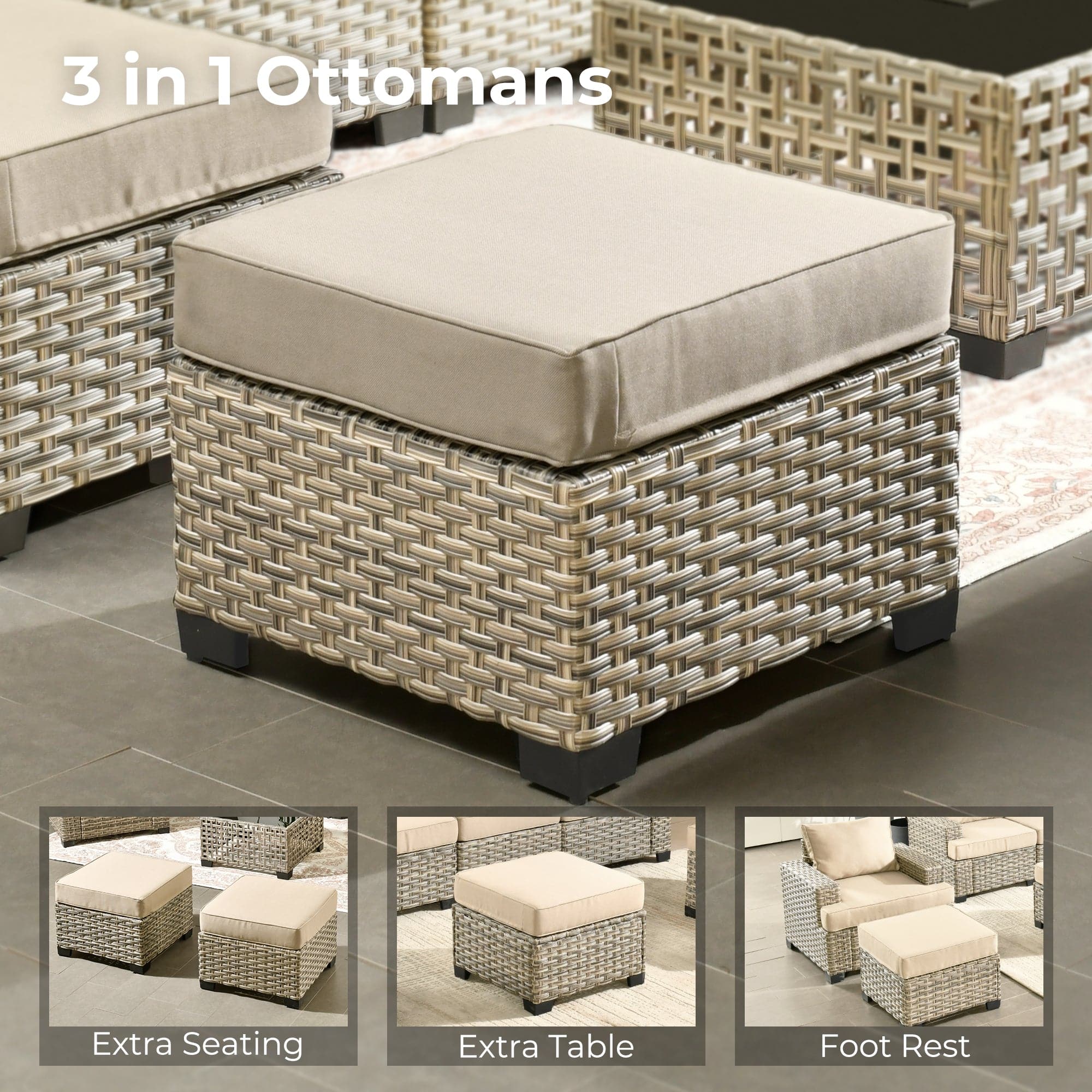 TBS Series - Sectional Patio Furniture Set 8-Piece, Included Swivel Chair