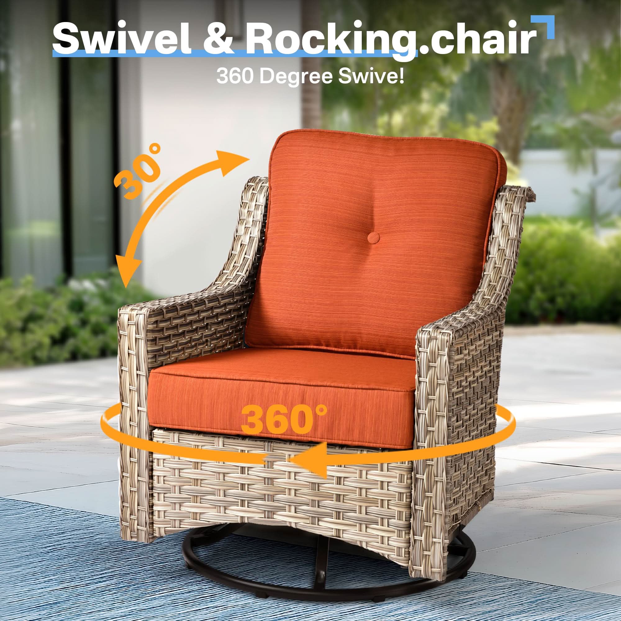 Ovios Conversation Set 3-Piece PAD Series,Swivel Chair