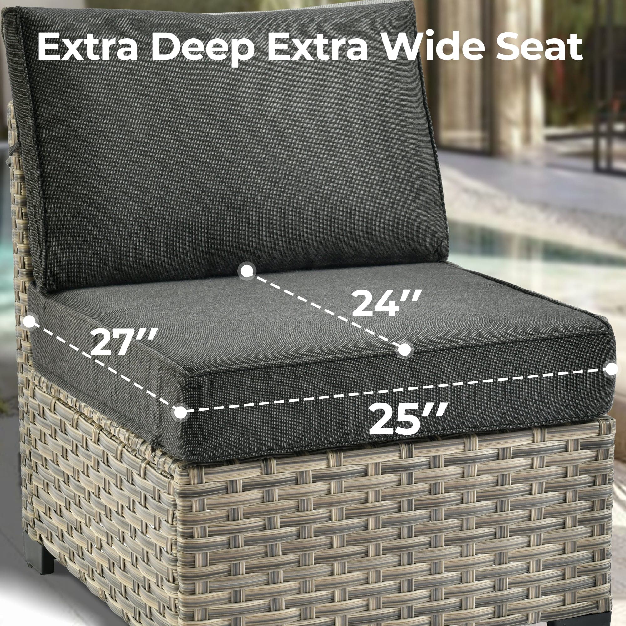 TBS Series - Sectional Patio Furniture Set 8-Piece, Included Swivel Chair
