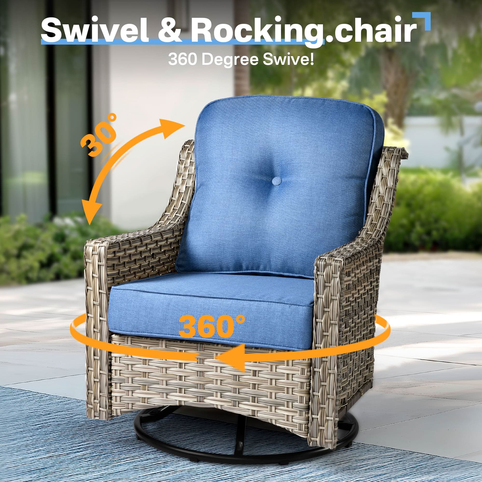 Ovios Conversation Set 3-Piece PAD Series,Swivel Chair