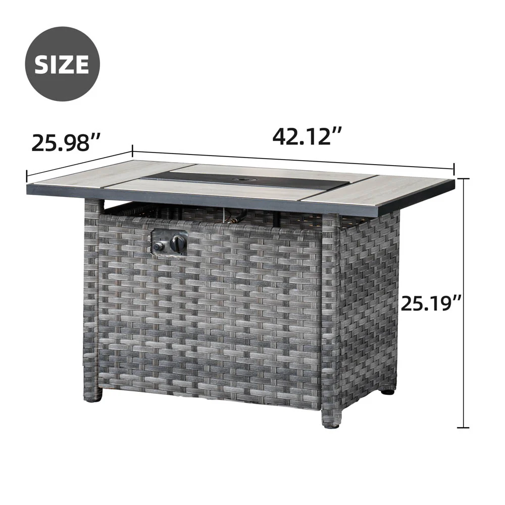 Ovios 42'' Rectangle Propane Fire Pit Table for BBR/BRS Series
