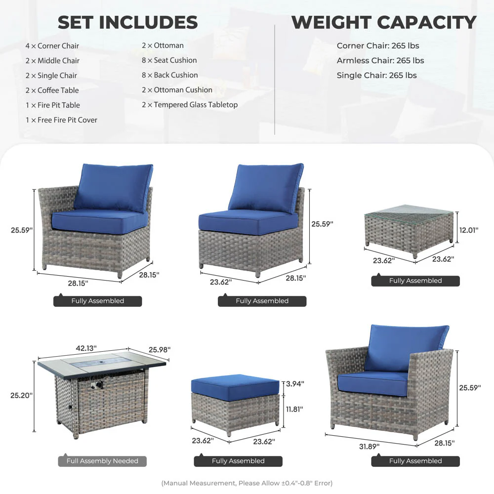 Ovios New Rimaru Series Patio Furniture Set 13-Piece include 42