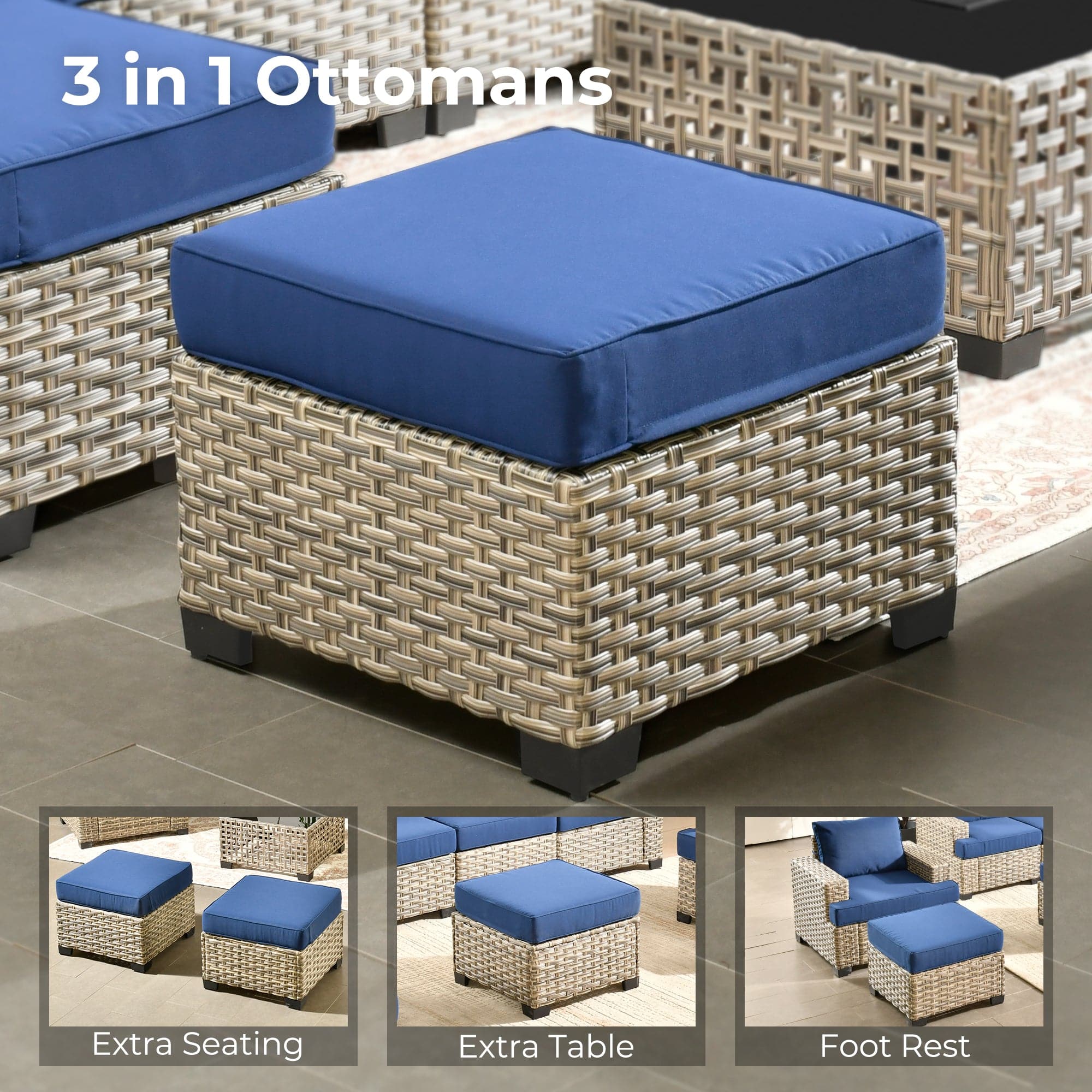 TBS Series - Sectional Patio Furniture Set 8-Piece, Included Swivel Chair