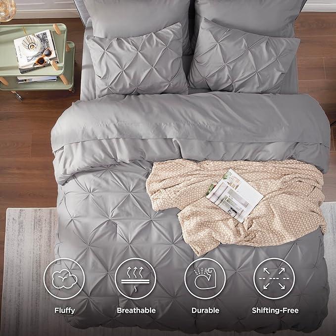 7-PCS Soft Pintuck Comforter Set - Multi-Color,Cloud-like,Ultra-Soft,Elegant Design,Machine Washable,Luxury Bedroom Decor Accessories,Breathable,All-Season King Size Bedding sets,