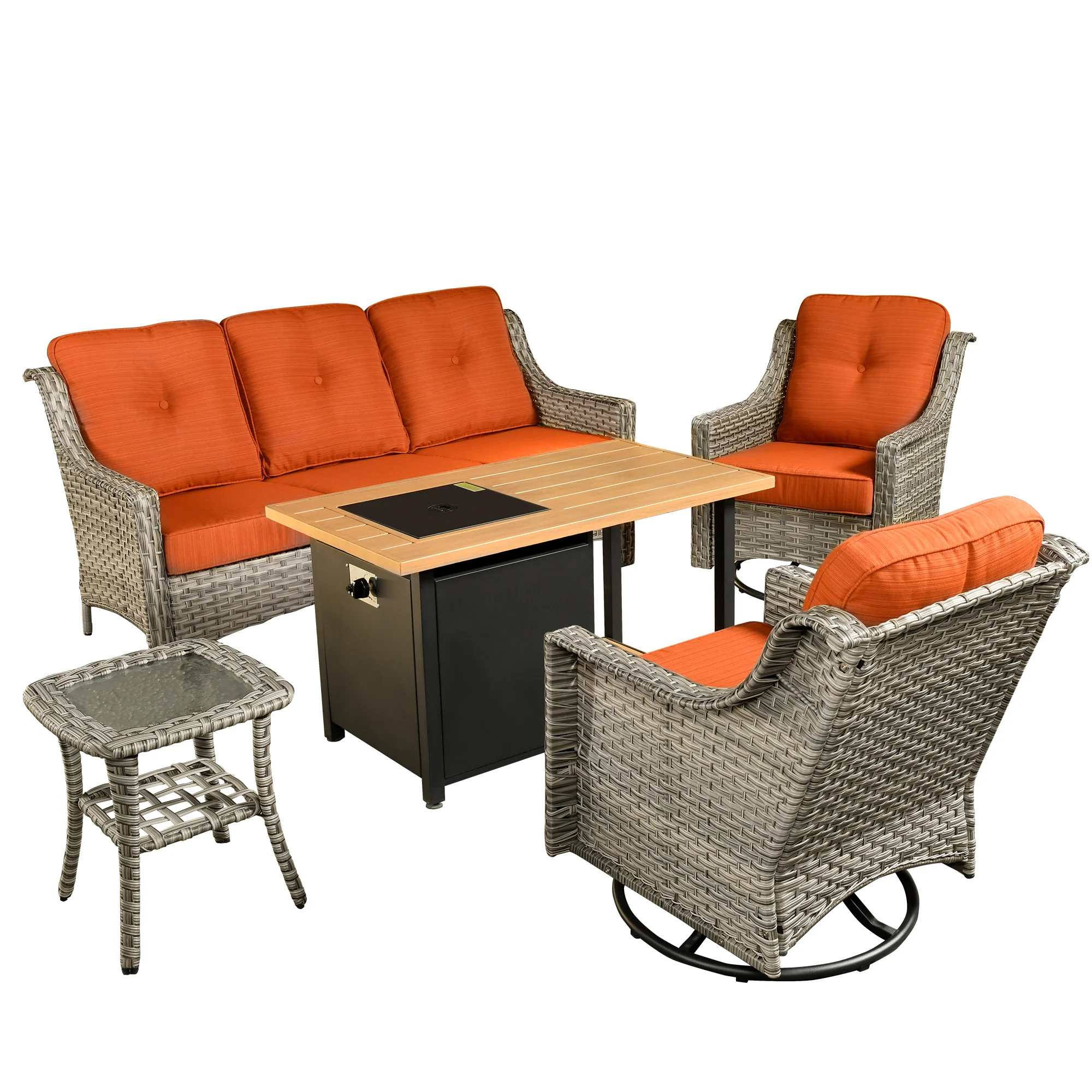 Ovios Conversation Set 5-Piece PAD Series include Rocking Chair & 47
