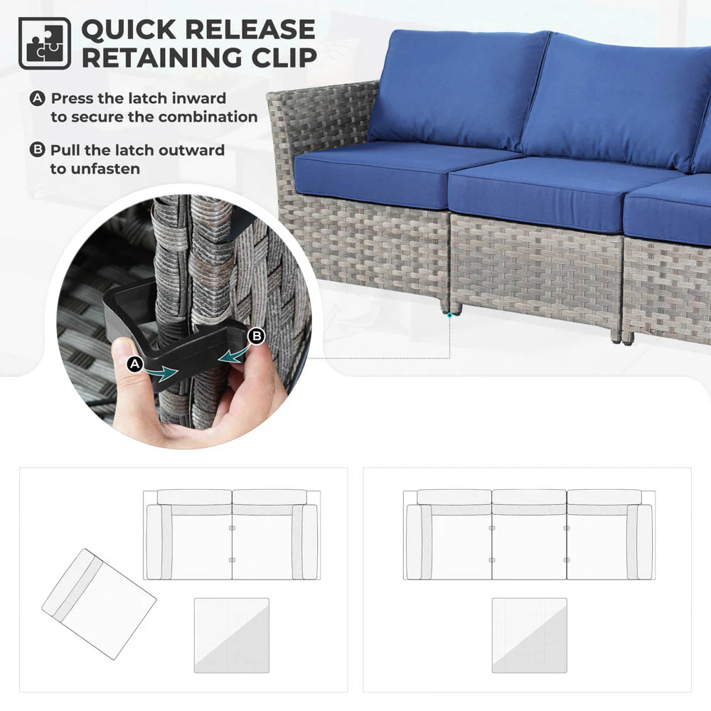 Ovios New Rimaru Series Patio Furniture Set 15-Piece include Swivel Chairs and 42