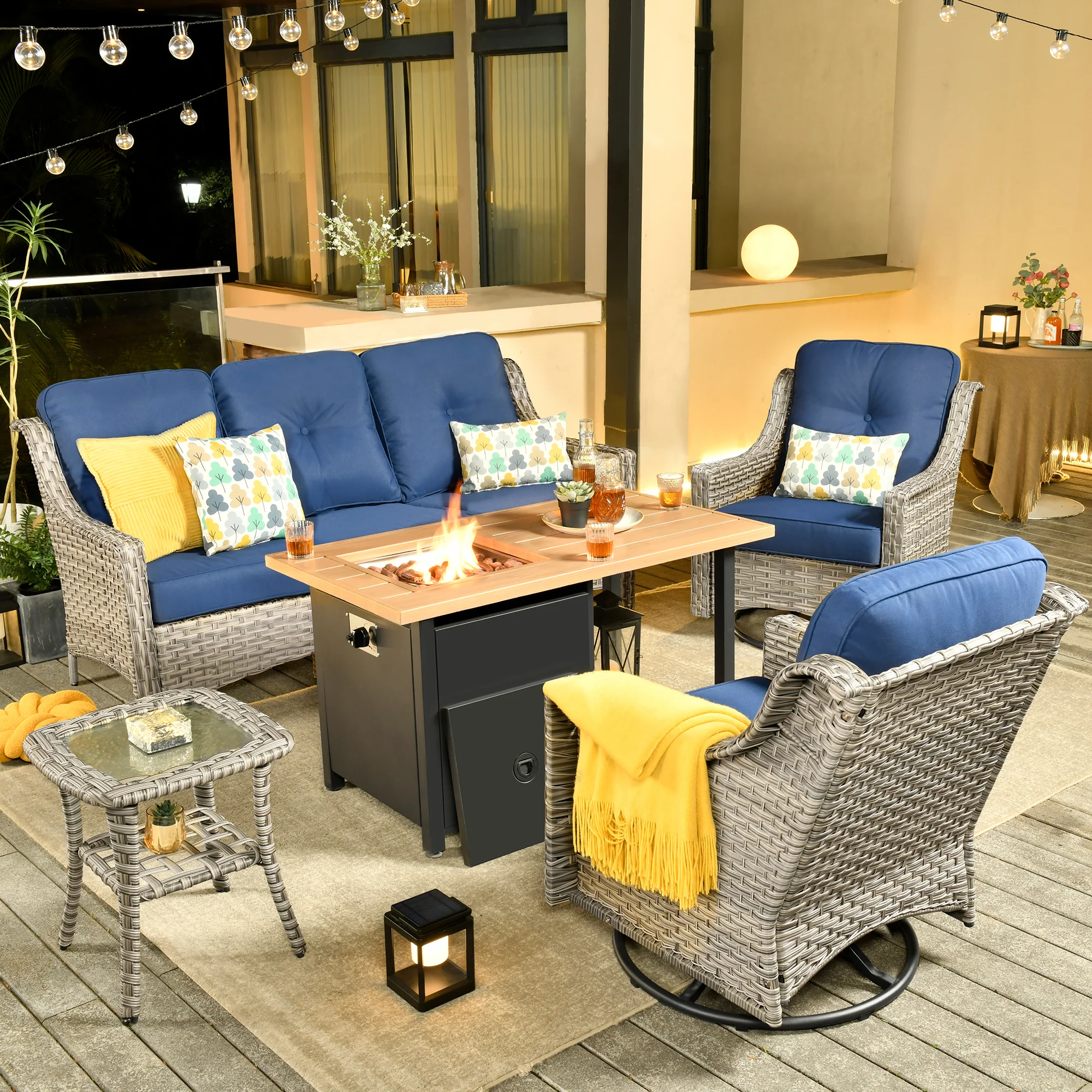 Ovios Conversation Set 5-Piece PAD Series include Rocking Chair & 47