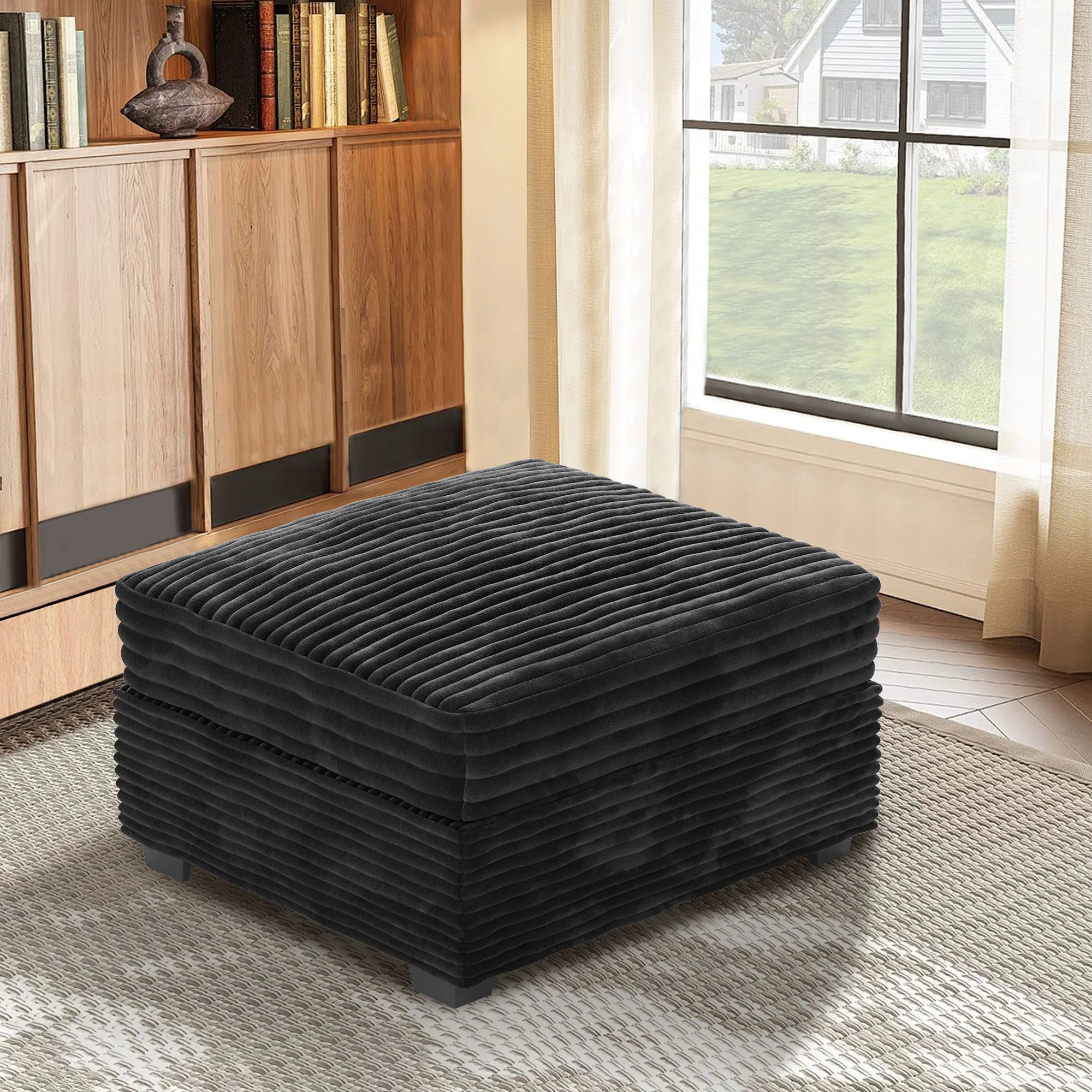 Ovios Living Room Modular Couch Ottoman, 1 Wale Plush Corduroy Fabric