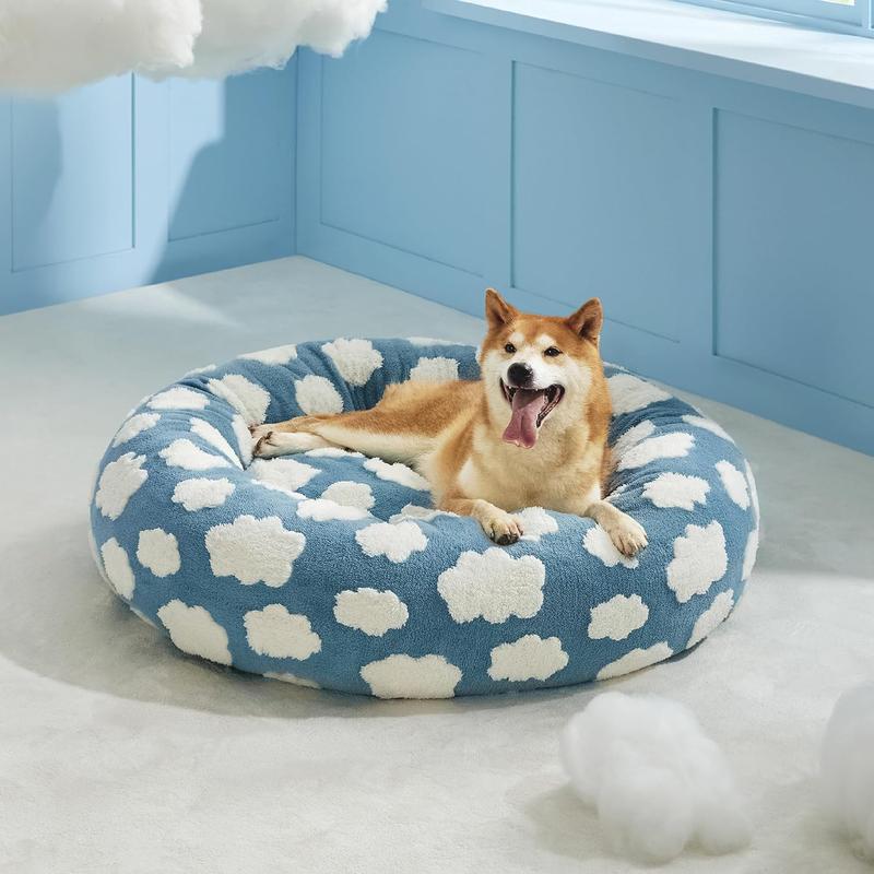 Lesure Donut Dog Bed, Cute Calming Bed for Small/Medium/Large Dogs & Cats, Camas para Perros, Washable, Round Pet Bed, Anti-Slip Bottom, Pet Supplies(Gift of pet hair cleaning tools)