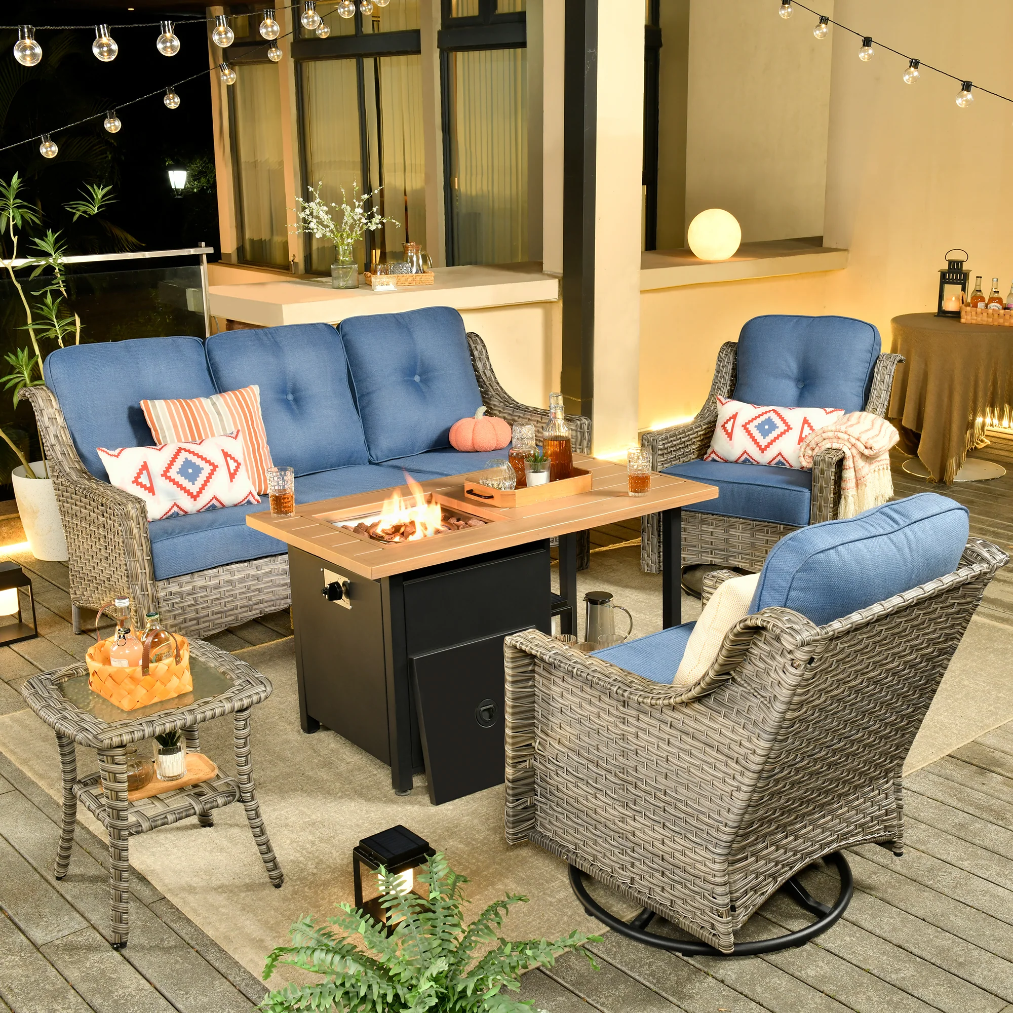 Ovios Conversation Set 5-Piece PAD Series include Rocking Chair & 47